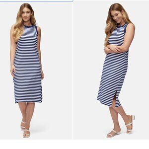 Three Dots Kay Stripe Cotton Tank Dress | Navy Stripe